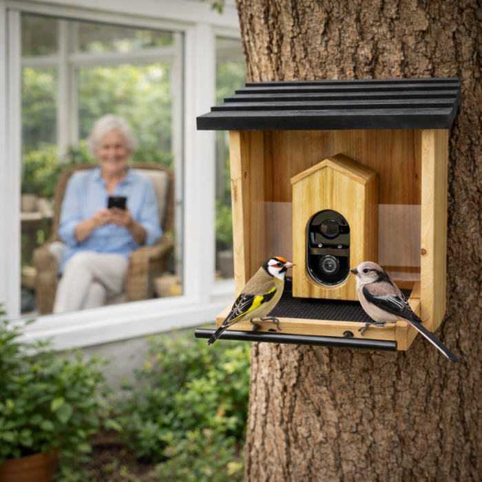 Bird feeder with a camera