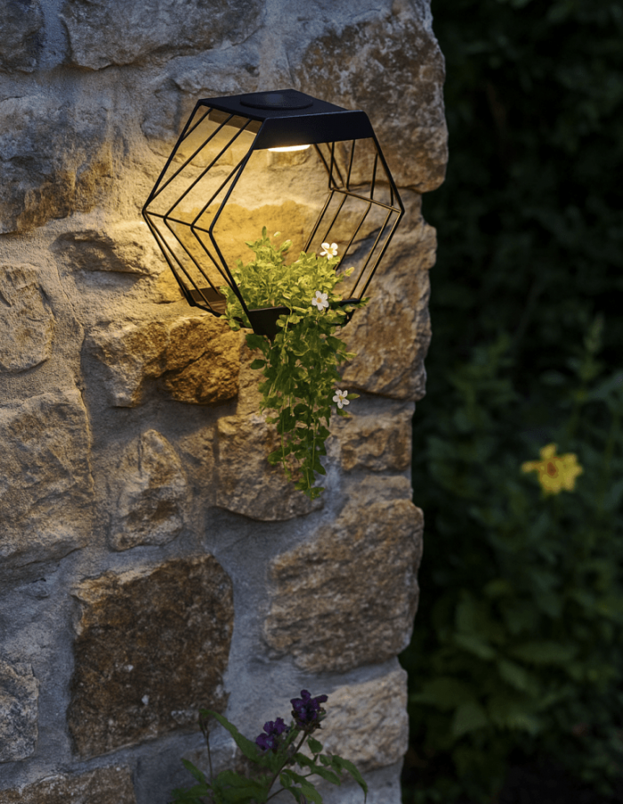 Jack Stonehouse Solar LED Garden Wall Planter Lamp Hexagon Outdoor Lattice Lantern Light
