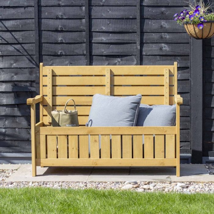 Jack Stonehouse Darcy Wooden Garden Storage Bench Seat Light Brown