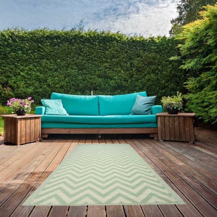 Jack Stonehouse Green Waterproof Anti-Slip Garden Carpet and Cyan Garden Sofa