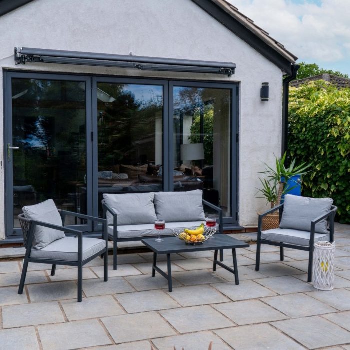 Jack Stonehouse black and grey garden table set with seats