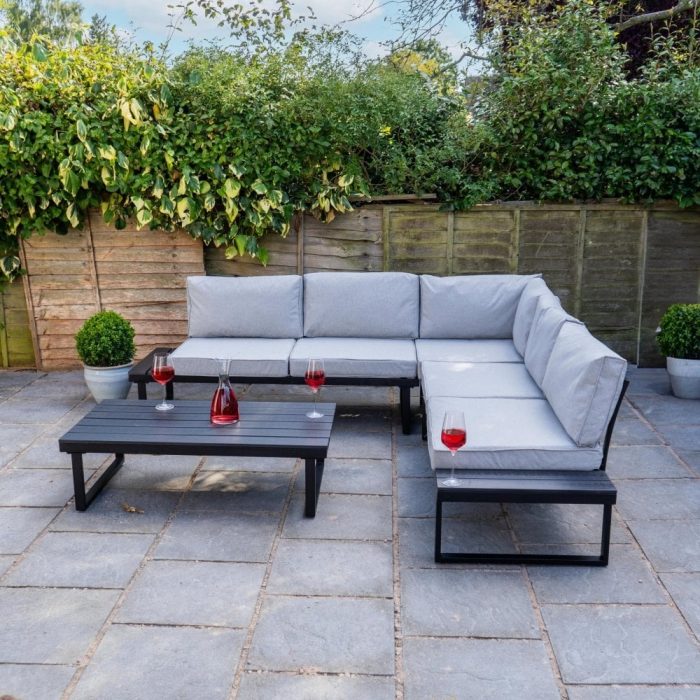 Jack Stonehouse Grey Garden Corner Sofa Set with table