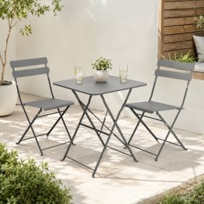 3 Piece Metal Garden Bistro Set 2 Seater Table & Chairs