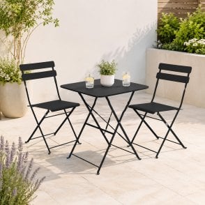 3 Piece Metal Garden Bistro Set 2 Seater Table & Chairs