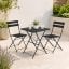 Garden Bistro Set with 1 x Garden Table & 2 x Chairs, Folding Design with Stylish Slats, Steel Frame