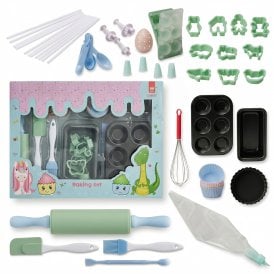 59 Pieces Real Kids Baking Set with Utensils, Baking Tins, Moulds, Cookie Cutters & Measuring Spoons