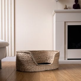 76cm Natural Woven Seagrass Dog / Cat Pet Bed with Mat