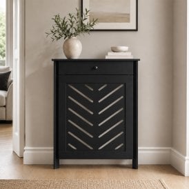 Black Chevron MDF Radiator Cover with Storage Drawer