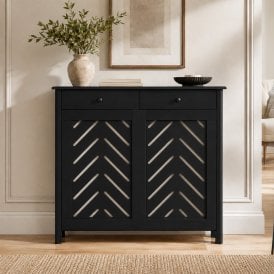 Black Chevron MDF Radiator Cover with Storage Drawer
