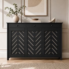 Black Chevron MDF Radiator Cover with Storage Drawer