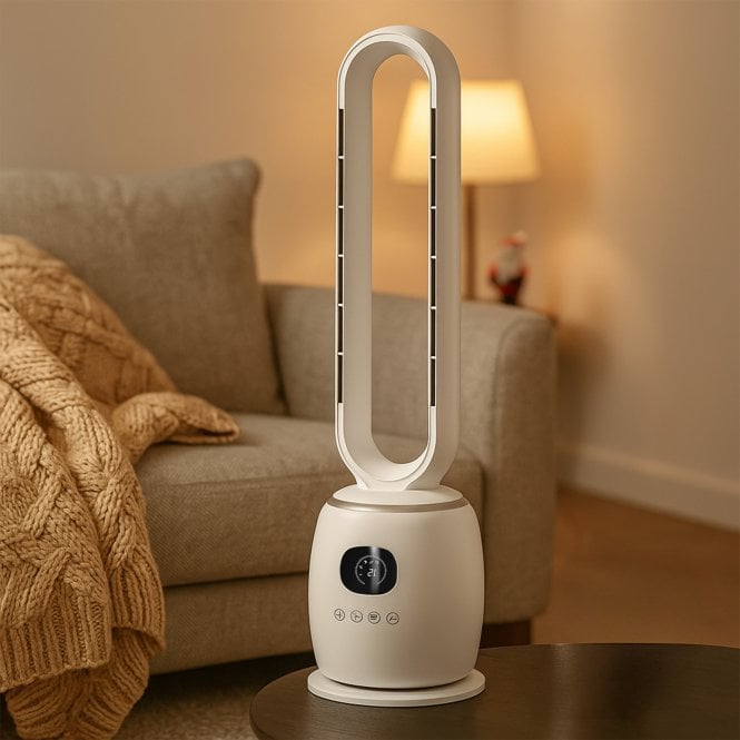 Bladeless Oscillating Hot & Cool Fan with Remote Control 2000W - White