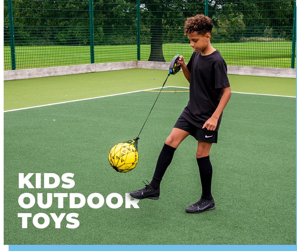 Young boy playing with ball to promote kids outdoor toys