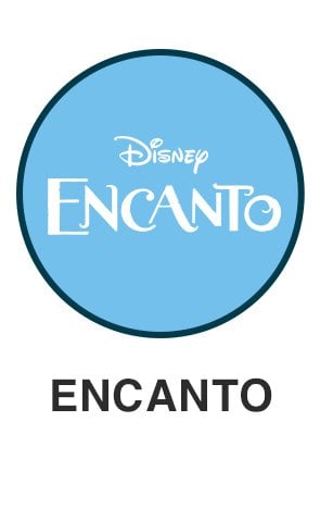Encanto logo on light blue circle for Encanto themed toys