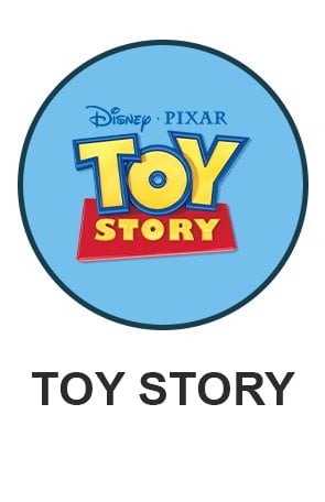 Toy Story logo on light blue circle for Toy Story themed toys