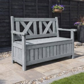 Darcy Wooden Garden Storage Bench - Grey