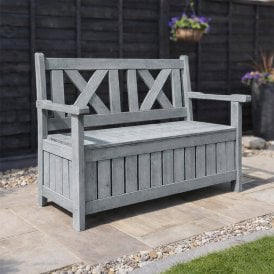 Darcy Wooden Garden Storage Bench - Grey
