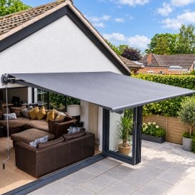 Devon 2m x 1.5m Retractable Manual Patio Awning for Garden Outdoor Windows or Doors - Dark Grey