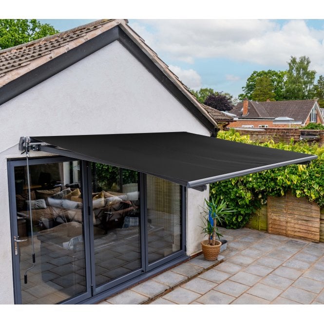 Devon Charcoal Black Manual Awning for Patio - 3m x 2.5m