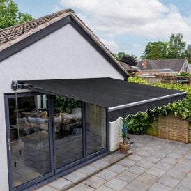 Devon Charcoal Black Manual Awning 2.5 x 2m Retractable Garden Canopy