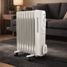 Electric 9 Fin Oil Filled Radiator Heater 2000W White