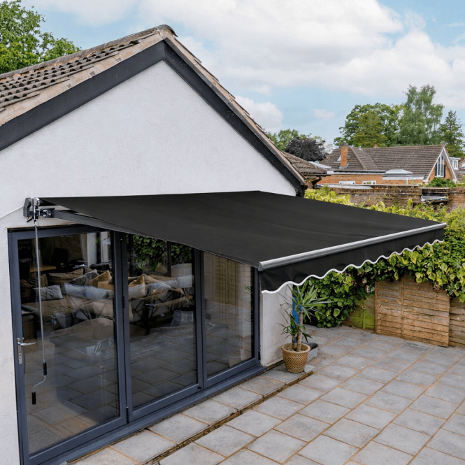 Hampshire Electric Awning with LED Lights 3 x 2.5m - Charcoal Black
