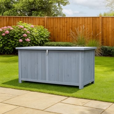 Grey Wooden Garden Storage Box Outdoor Storage 