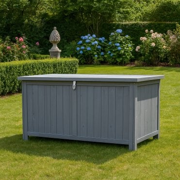 Grey Wooden Garden Storage Box Outdoor Storage 