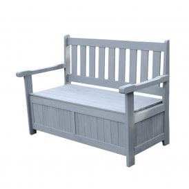 Heather Showerproof Grey Wooden Garden Storage Bench Seat