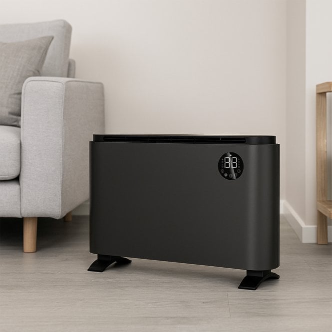 Hestia Electric Metal Panel Heater, Freestanding or Wall Mounted 2000W - Black