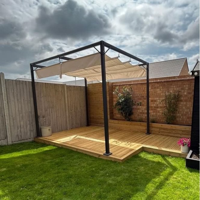 Manhattan Metal Pergola 3 x 2.15m Modern Garden Gazebo with Retractable Roof