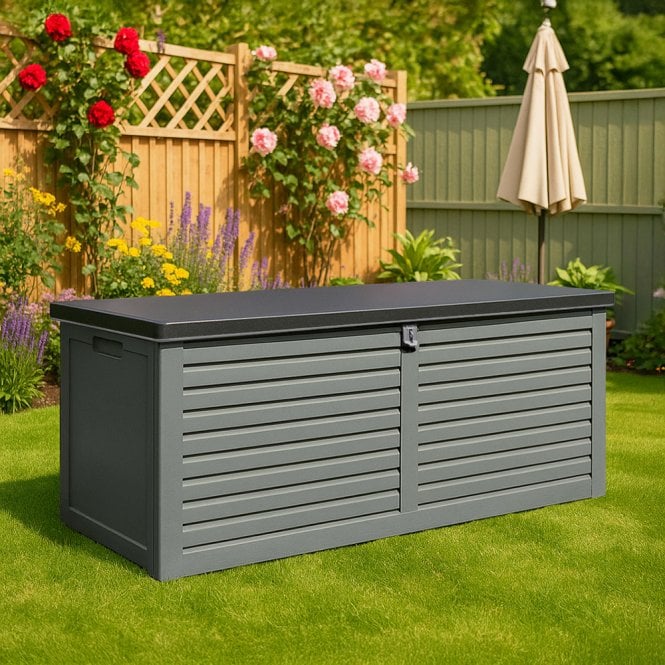 Grey Plastic Outdoor Garden Storage Box 390L