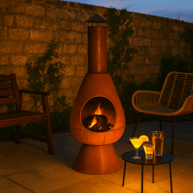 Large Rust Modern Chiminea Fire Pit