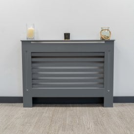 Matt Grey Horizontal Line Radiator Cover 