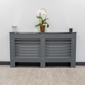 Matt Grey Horizontal Line Radiator Cover 