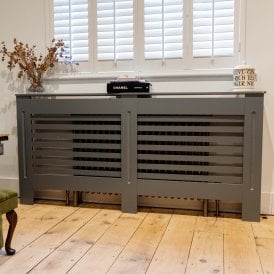 Matt Grey Horizontal Line Radiator Cover 