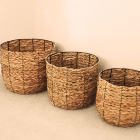 Natural Seagrass Storage Baskets - Set Of 3