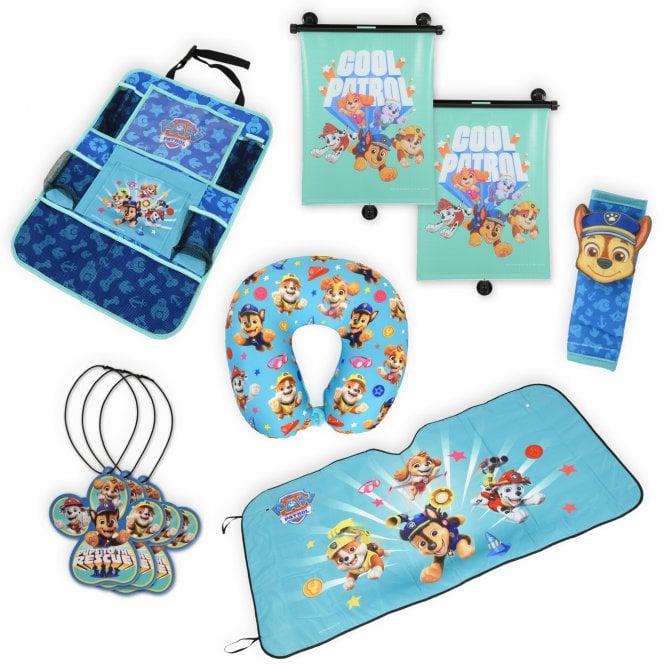  Ultimate Car and Travel Bundle - Travel Pillow, 3D Seatbelt Cover, Roller Blind Sunshade, Hanging Organiser, Front Window Shade & Air Freshener
