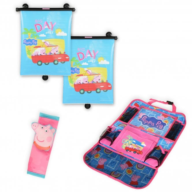  Backseat Bundle - Roller Blind Sunshade, Hanging Organiser & 3D Seatbelt Cover