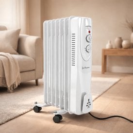 Portable 1500W Oil-Filled Radiator Free-Standing Room Heater - White