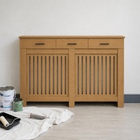 Ready to Paint Vertical Slat Radiator Cover with Storage Drawers 