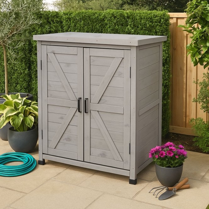 Small Garden Storage Shed Cabinet Grey