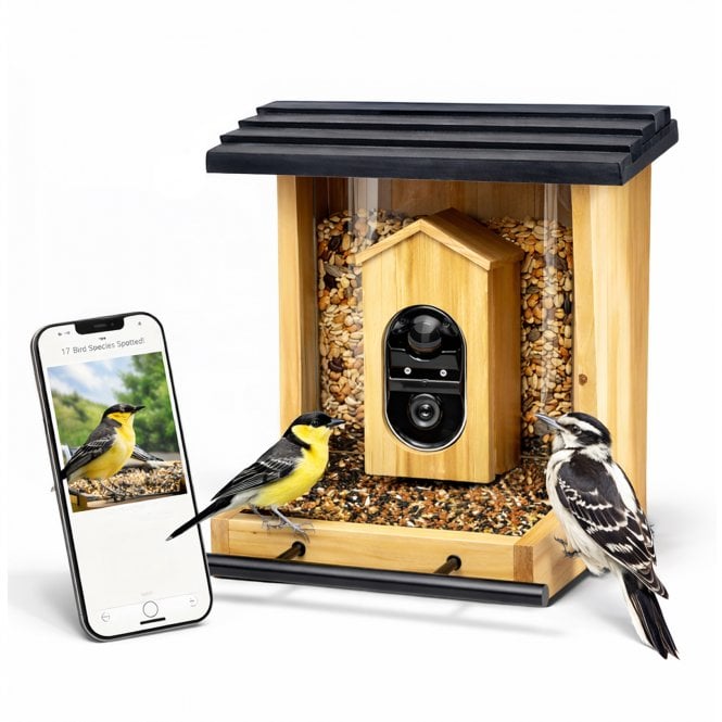 Smart Bird Feeder Camera with AI Species Identifier Auto Video with Night Vision Instant App Notifications