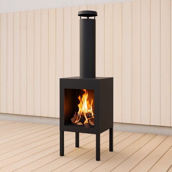 Square Outdoor Chiminea Garden Fire Pit