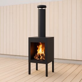 Square Outdoor Chiminea Garden Fire Pit