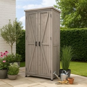 Tall Garden Storage Shed Cabinet Grey