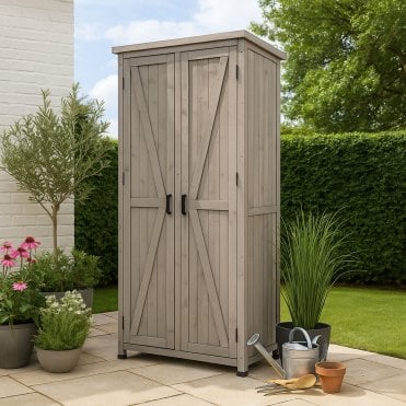 Tall Garden Storage Shed Cabinet Grey