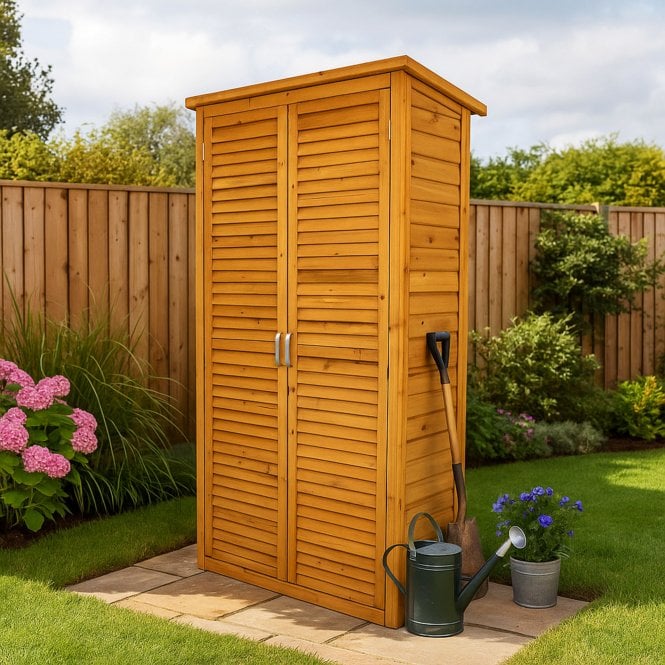 Tall Wooden Garden Storage Shed Cabinet 