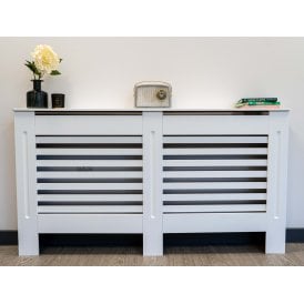 White Horizontal Line Radiator Cover 