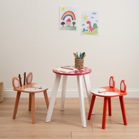 Woodland Fox & Deer Kids Wooden Table & 2 x Chairs Fun Playroom Set
