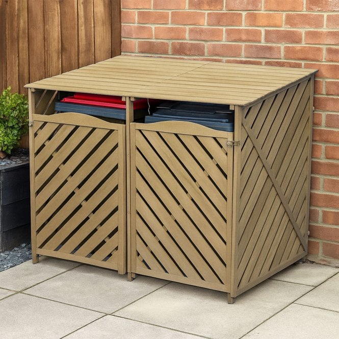 XL Double Wooden Wheelie Bin Storage Shed for 2x 240L (Standard) or 360L (Large) Bins